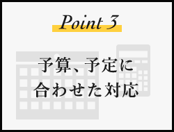 予算、予定に合わせた対応